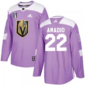 Adidas Michael Amadio Vegas Golden Knights Men's Authentic Fights Cancer Practice 2023 Stanley Cup Final Jersey - Purple
