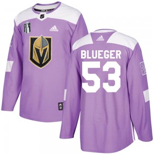 Adidas Teddy Blueger Vegas Golden Knights Men's Authentic Purple Fights Cancer Practice 2023 Stanley Cup Final Jersey - Blue