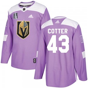 Adidas Paul Cotter Vegas Golden Knights Men's Authentic Fights Cancer Practice 2023 Stanley Cup Final Jersey - Purple