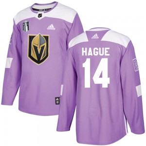 Adidas Nicolas Hague Vegas Golden Knights Men's Authentic Fights Cancer Practice 2023 Stanley Cup Final Jersey - Purple