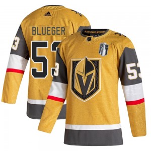 Adidas Teddy Blueger Vegas Golden Knights Youth Authentic Gold 2020/21 Alternate 2023 Stanley Cup Final Jersey - Blue
