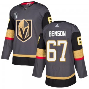 Adidas Tyler Benson Vegas Golden Knights Men's Authentic Gray Home 2023 Stanley Cup Final Jersey - Gold
