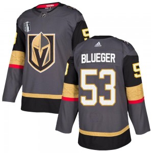 Adidas Teddy Blueger Vegas Golden Knights Men's Authentic Gray Home 2023 Stanley Cup Final Jersey - Blue