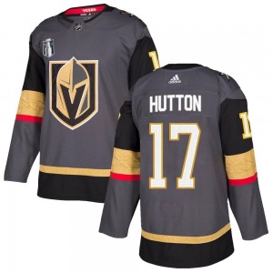 Adidas Ben Hutton Vegas Golden Knights Men's Authentic Gray Home 2023 Stanley Cup Final Jersey - Gold