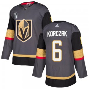 Adidas Kaedan Korczak Vegas Golden Knights Men's Authentic Gray Home 2023 Stanley Cup Final Jersey - Gold
