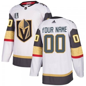 Adidas Custom Vegas Golden Knights Men's Authentic Custom White Away 2023 Stanley Cup Final Jersey - Gold