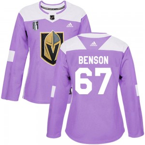 Adidas Tyler Benson Vegas Golden Knights Women's Authentic Fights Cancer Practice 2023 Stanley Cup Final Jersey - Purple