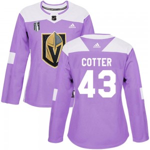 Adidas Paul Cotter Vegas Golden Knights Women's Authentic Fights Cancer Practice 2023 Stanley Cup Final Jersey - Purple