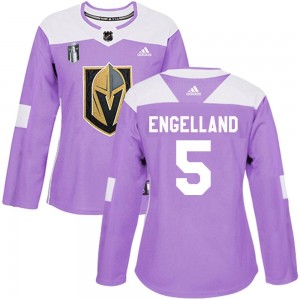 Adidas Deryk Engelland Vegas Golden Knights Women's Authentic Fights Cancer Practice 2023 Stanley Cup Final Jersey - Purple