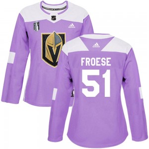 Adidas Byron Froese Vegas Golden Knights Women's Authentic Fights Cancer Practice 2023 Stanley Cup Final Jersey - Purple