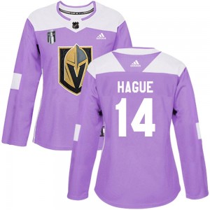 Adidas Nicolas Hague Vegas Golden Knights Women's Authentic Fights Cancer Practice 2023 Stanley Cup Final Jersey - Purple