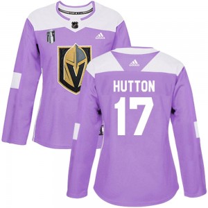 Adidas Ben Hutton Vegas Golden Knights Women's Authentic Fights Cancer Practice 2023 Stanley Cup Final Jersey - Purple
