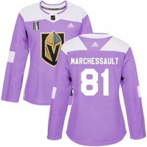 Adidas Jonathan Marchessault Vegas Golden Knights Women's Authentic Fights Cancer Practice 2023 Stanley Cup Final Jersey - Purpl
