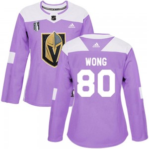 Adidas Tyler Wong Vegas Golden Knights Women's Authentic Fights Cancer Practice 2023 Stanley Cup Final Jersey - Purple
