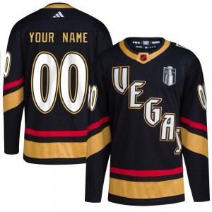 Adidas Custom Vegas Golden Knights Youth Authentic Custom Black Reverse Retro 2.0 2023 Stanley Cup Final Jersey - Gold