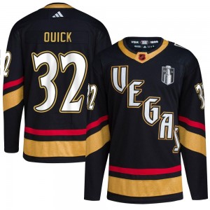 Adidas Jonathan Quick Vegas Golden Knights Youth Authentic Black Reverse Retro 2.0 2023 Stanley Cup Final Jersey - Gold