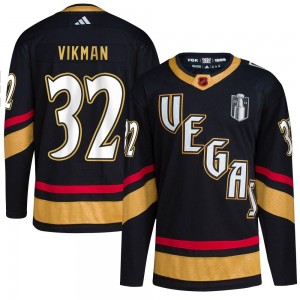 Adidas Jesper Vikman Vegas Golden Knights Youth Authentic Black Reverse Retro 2.0 2023 Stanley Cup Final Jersey - Gold