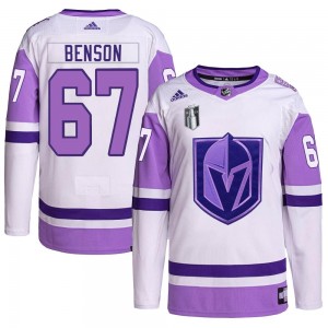 Adidas Tyler Benson Vegas Golden Knights Youth Authentic Hockey Fights Cancer Primegreen 2023 Stanley Cup Final Jersey - White/P