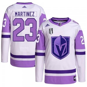 Adidas Alec Martinez Vegas Golden Knights Youth Authentic Hockey Fights Cancer Primegreen 2023 Stanley Cup Final Jersey - White/