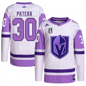 Adidas Jiri Patera Vegas Golden Knights Youth Authentic Hockey Fights Cancer Primegreen 2023 Stanley Cup Final Jersey - White/Pu