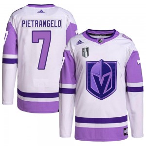 Adidas Alex Pietrangelo Vegas Golden Knights Youth Authentic Hockey Fights Cancer Primegreen 2023 Stanley Cup Final Jersey - Whi