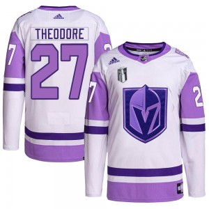 Adidas Shea Theodore Vegas Golden Knights Youth Authentic Hockey Fights Cancer Primegreen 2023 Stanley Cup Final Jersey - White/