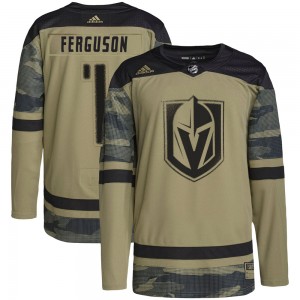 Adidas Dylan Ferguson Vegas Golden Knights Youth Authentic Camo Military Appreciation Practice Jersey - Gold