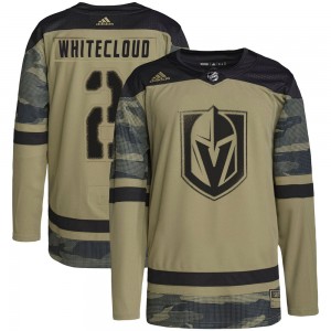 Adidas Zach Whitecloud Vegas Golden Knights Youth Authentic Camo Military Appreciation Practice Jersey - Gold
