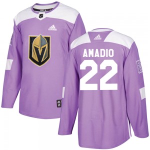 Adidas Michael Amadio Vegas Golden Knights Youth Authentic Fights Cancer Practice Jersey - Purple