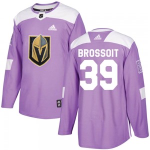 Adidas Laurent Brossoit Vegas Golden Knights Youth Authentic Fights Cancer Practice Jersey - Purple