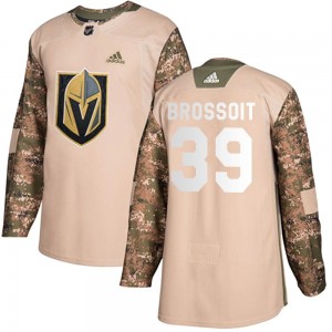 Adidas Laurent Brossoit Vegas Golden Knights Youth Authentic Camo Veterans Day Practice Jersey - Gold