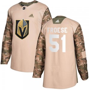 Adidas Byron Froese Vegas Golden Knights Youth Authentic Camo Veterans Day Practice Jersey - Gold
