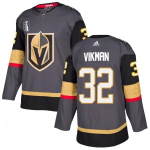 Adidas Jesper Vikman Vegas Golden Knights Youth Authentic Gray Home 2023 Stanley Cup Final Jersey - Gold