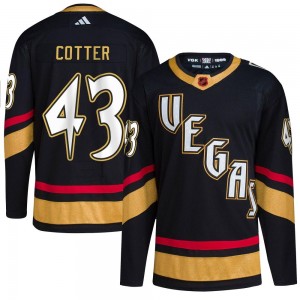 Adidas Paul Cotter Vegas Golden Knights Youth Authentic Black Reverse Retro 2.0 Jersey - Gold