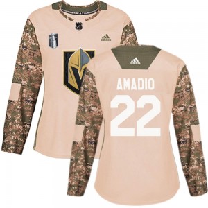 Adidas Michael Amadio Vegas Golden Knights Women's Authentic Camo Veterans Day Practice 2023 Stanley Cup Final Jersey - Gold