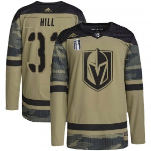 Adidas Adin Hill Vegas Golden Knights Men's Authentic Camo Military Appreciation Practice 2023 Stanley Cup Final Jersey - Gold