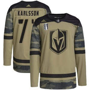 Adidas William Karlsson Vegas Golden Knights Men's Authentic Camo Military Appreciation Practice 2023 Stanley Cup Final Jersey -