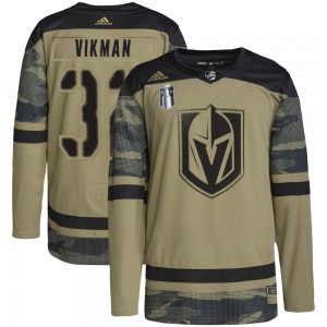 Adidas Jesper Vikman Vegas Golden Knights Men's Authentic Camo Military Appreciation Practice 2023 Stanley Cup Final Jersey - Go