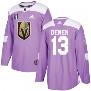 Adidas Jakub Demek Vegas Golden Knights Youth Authentic Fights Cancer Practice 2023 Stanley Cup Final Jersey - Purple