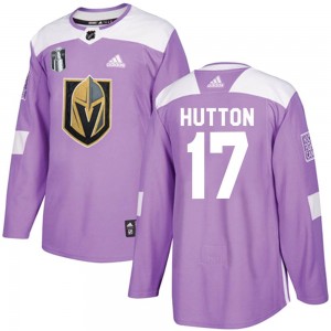 Adidas Ben Hutton Vegas Golden Knights Youth Authentic Fights Cancer Practice 2023 Stanley Cup Final Jersey - Purple