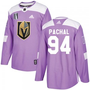Adidas Brayden Pachal Vegas Golden Knights Youth Authentic Fights Cancer Practice 2023 Stanley Cup Final Jersey - Purple