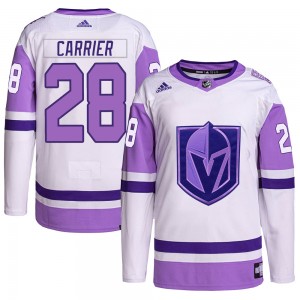 Adidas William Carrier Vegas Golden Knights Men's Authentic Hockey Fights Cancer Primegreen Jersey - White/Purple
