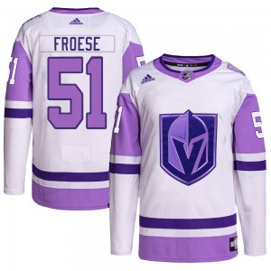 Adidas Byron Froese Vegas Golden Knights Men's Authentic Hockey Fights Cancer Primegreen Jersey - White/Purple