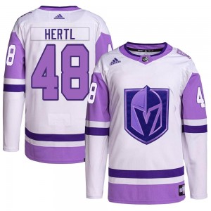 Adidas Tomas Hertl Vegas Golden Knights Men's Authentic Hockey Fights Cancer Primegreen Jersey - White/Purple