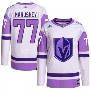 Adidas Maxim Marushev Vegas Golden Knights Men's Authentic Hockey Fights Cancer Primegreen Jersey - White/Purple