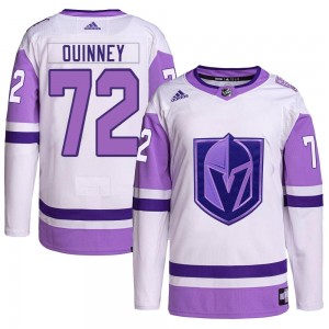 Adidas Gage Quinney Vegas Golden Knights Men's Authentic Hockey Fights Cancer Primegreen Jersey - White/Purple