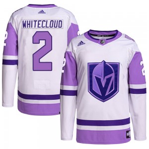 Adidas Zach Whitecloud Vegas Golden Knights Men's Authentic Hockey Fights Cancer Primegreen Jersey - White/Purple