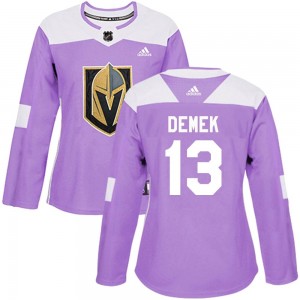 Adidas Jakub Demek Vegas Golden Knights Women's Authentic Fights Cancer Practice Jersey - Purple