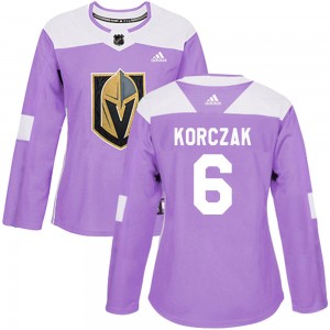 Adidas Kaedan Korczak Vegas Golden Knights Women's Authentic Fights Cancer Practice Jersey - Purple