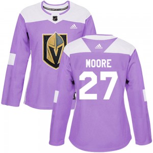 Adidas John Moore Vegas Golden Knights Women's Authentic Fights Cancer Practice Jersey - Purple